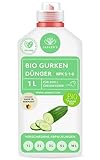 Bio Gurkendünger flüssig 1 L - 100% Bio-Dünger mit Vinasse & viel Kalium - Organischer Gemüsedünger für Gurken -...