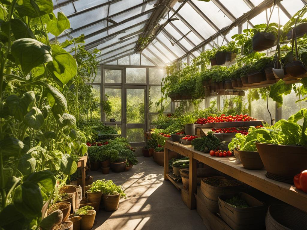 Anbau von Obst und Gemüse im Gewächshaus