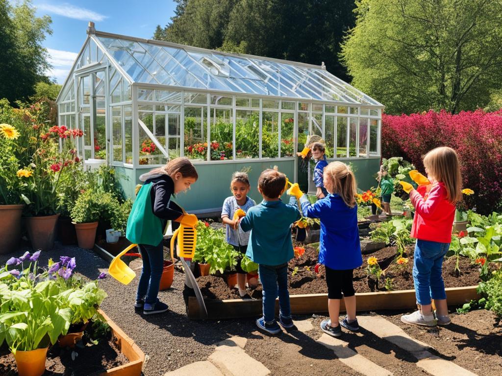Gewächshaus-Gartenarbeit für Kinder: Bildung und Spaß