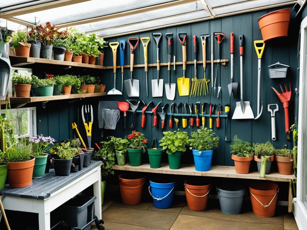Organisation und Lagerung von Gartenwerkzeugen im Gewächshaus